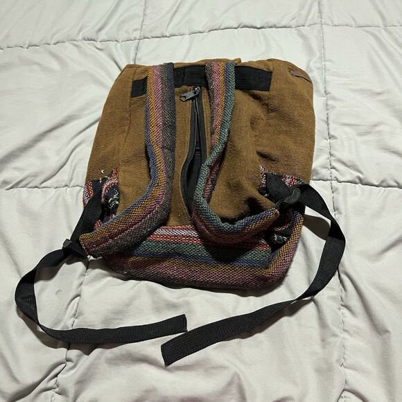 Handmade Hemp Backpack Nepal Fair Trade Hiking Boho Colorful Gorpcore School Bag main image 7